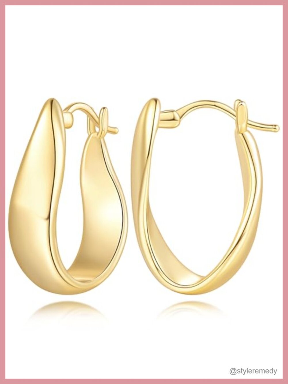 14K Gold Plated Hoop Earrings 25mm Clip On Gold Hoops